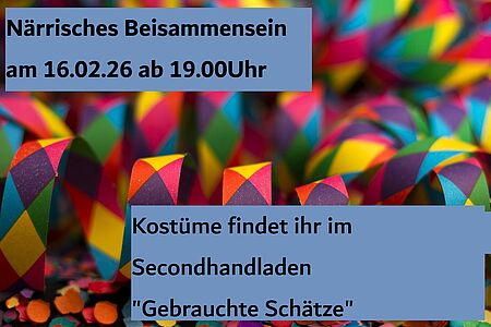 Buntes Werbeplakat zum närischen Zusammensitzen